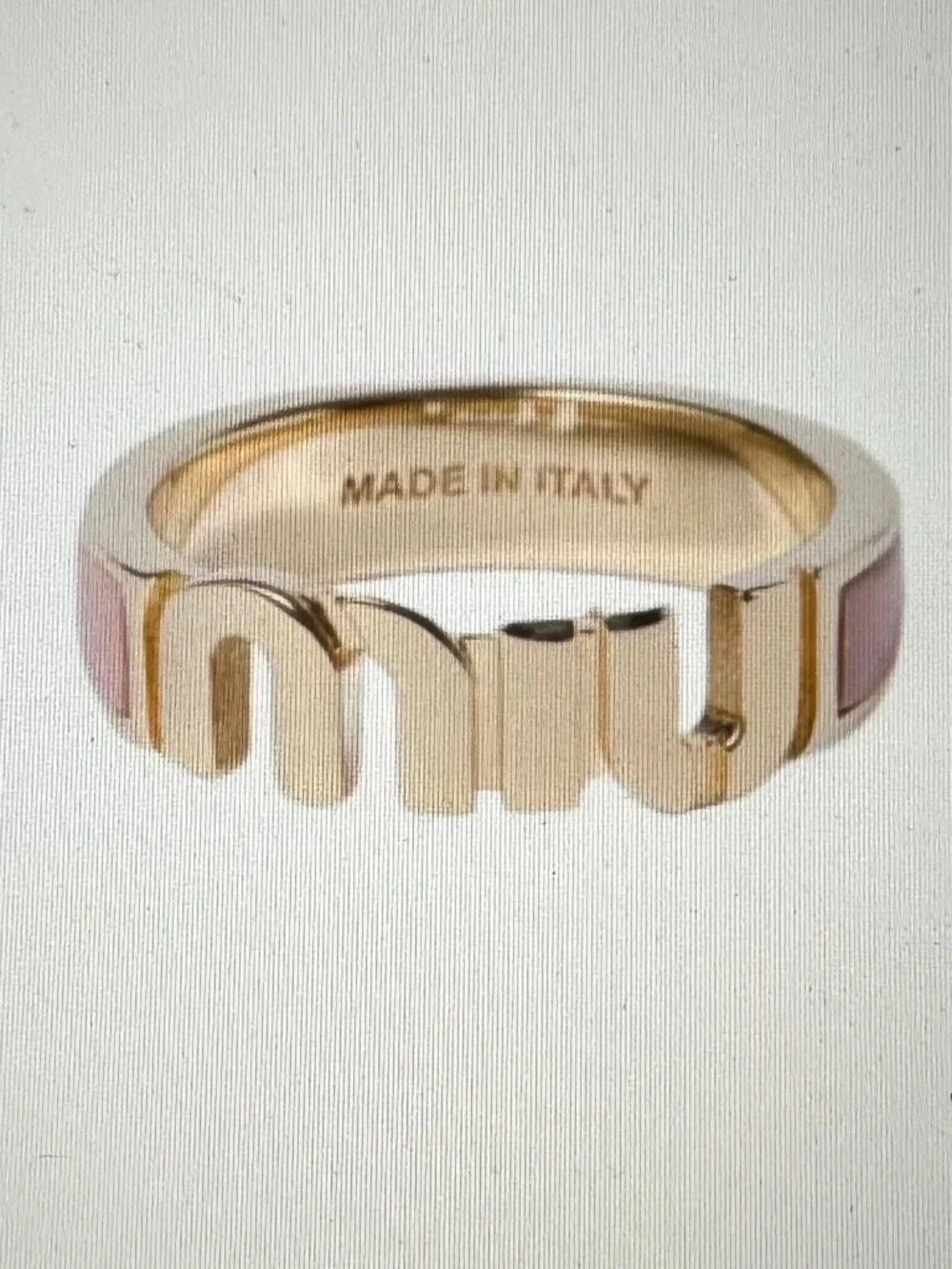 Miu Miu Pink Enamel & Gold Ring 100% Authentic